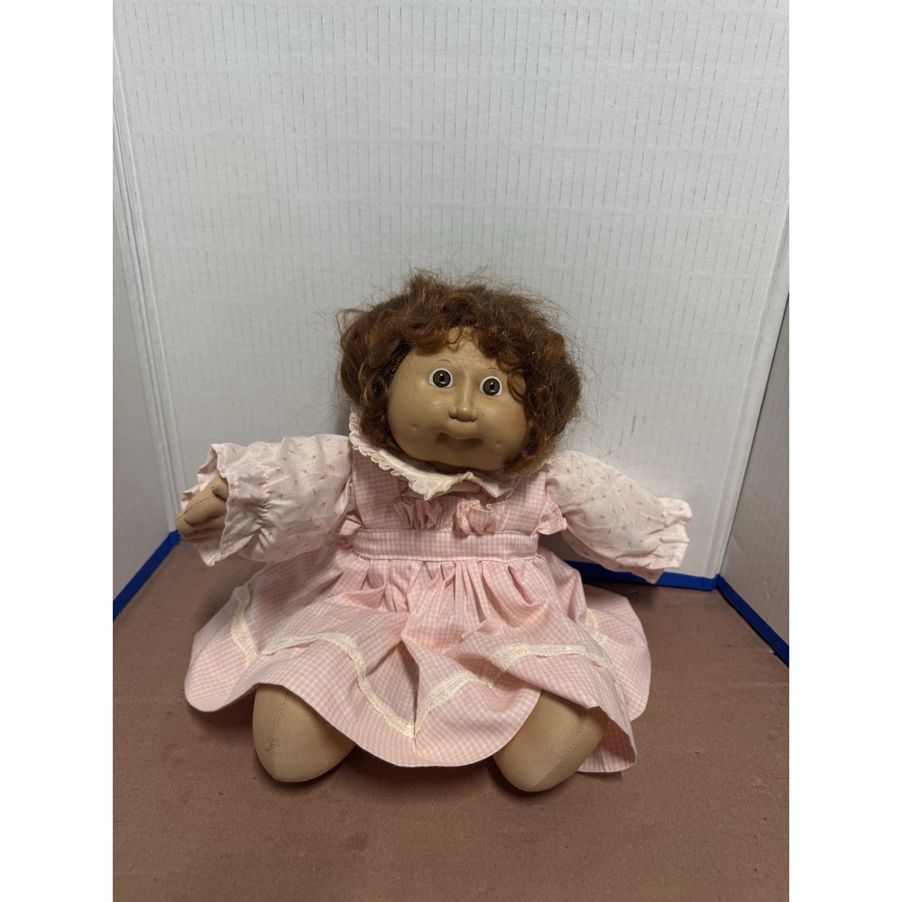 Vtg 1985 Cabbage Patch Kid Doll Coleco OK Factory China Head Mold 60 Pink Dress